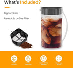 SUNVIVI Iced Tea Maker with 3-Quart Pitcher, Iced Coffee Brewing Maker for Ground Coffee, Tea Bags, Loose Leaf Tea, 7 Cups Coffee Machines for Home, Strength Control for Flavor, Black