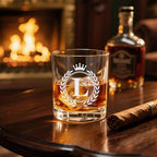 Whiskey Glasses - Rocks Old Fashioned Glass Gifts for Men, Monogrammed A-Z 10oz Personalized Whisky Glasses, Christmas Birthday Gifts for Men Him Dad Father Husband Brother Son (L)