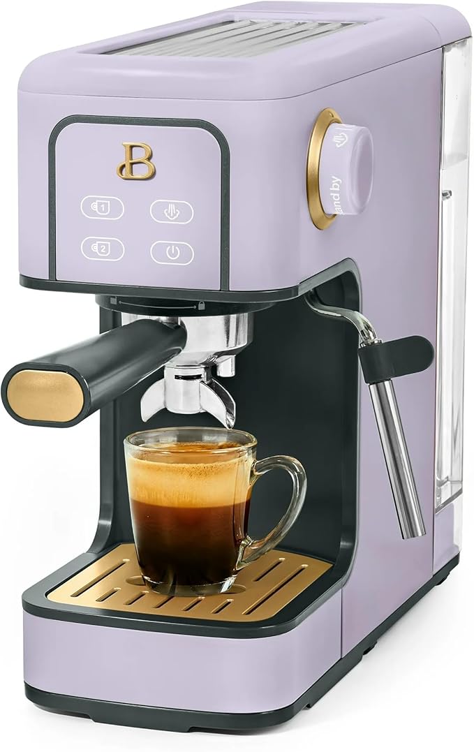 Beautiful 20-Bar Slim Espresso Machine | Single & Double Shot Programmable Brewing, Compact 4.7-in Width, Stainless Cup Warmer, Auto Shut-Off, 50 oz Tank (Lavender)