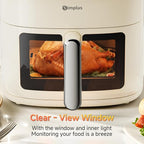 SIMPLUS Air Fryer 7 QT with Easy-View Window, Large Capacity Airfryer for Family, 400°F Rapid Air Crispy Technology, Touch Controls with 10 Presets, Nonstick & Dishwasher Safe Basket - Cream White