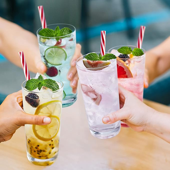 Heat-Resistant Drinking Glasses Set of 6 Double Fashioned Glass Lowball Tumblers 16oz Made From Premium Borosilicate All Crystal-Clear Water Cups, Mixed Drinkware For Daily Use - CL Count (Pack 1)