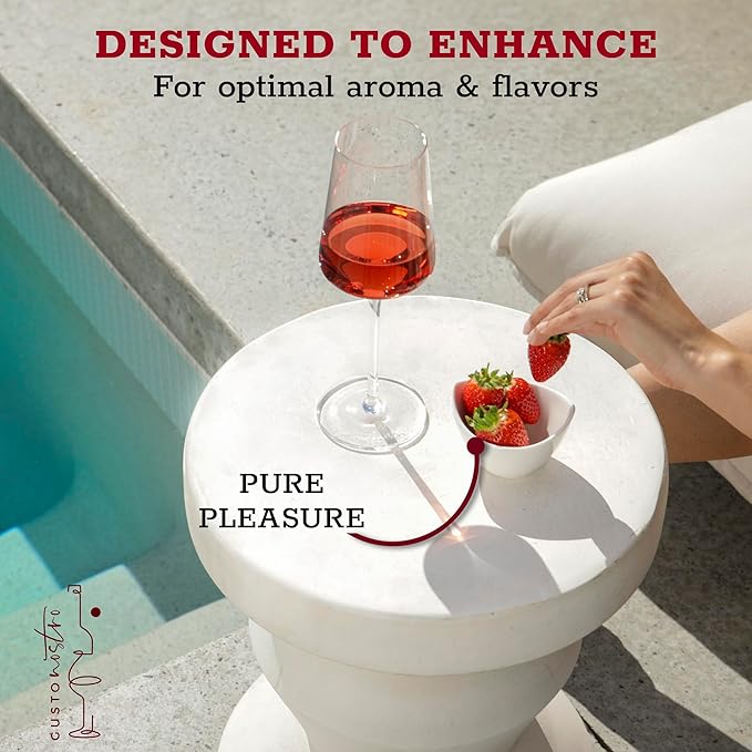 Gusto Nostro Crystal Wine Glasses Set of 4, 13.5 Oz Long Stem Modern Wine Glasses for White and Red Wine, Dishwasher Safe, Fancy, Elegant, Large and Tall Wine Glass for Wedding Christmas Anniversary