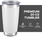20 oz Tumbler with Lid Stainless Steel Double Wall Vacuum Insulated Tumblers Powder Coated Cups Travel Mug Keep Drinks Cold and Hot, White