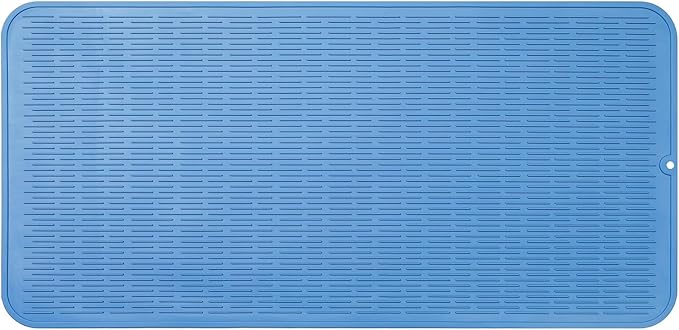 Silicone Dish Drying Mat for Multiple Usage,Easy clean,Eco-friendly,Heat-resistant Silicone Mat for Kitchen Counter or Sink,Refrigerator or Drawer Liner Lichen BlueL 5XL 36inches x 18inches