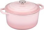 Enameled Cast Iron Dutch Oven Pot with Lid, for Sourdough Bread Baking, Round Dutch Ovens, 4.5 Quart, Pink
