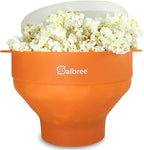 The Original Salbree Collapsible Silicone Microwave Popcorn Popper Maker Machine, Microwavable Bowl Holds 16 Cups, Uses Hot Air and Oil Always Optional - The Most Colors Available (Orange)