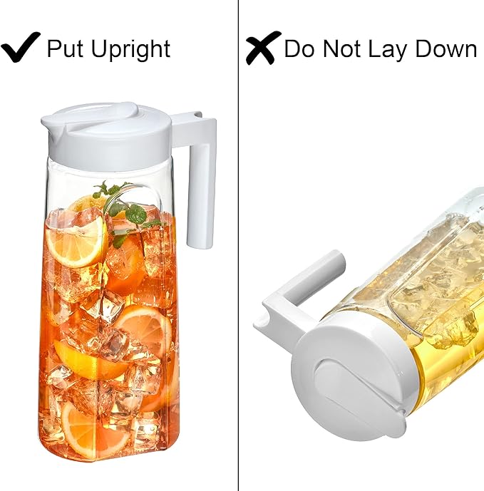 Amazing Abby - Slim - Tritan Pitcher (64 oz), Unbreakable Plastic Water Pitcher with Lid, BPA-Free, Heat-Resistant, Dishwasher-Safe, Great for Both Iced and Hot Drinks, Indoors and Outdoors, White