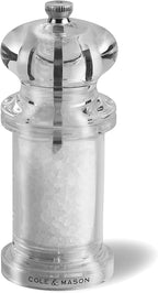 COLE & MASON 505 Salt Grinder - Clear Acrylic Mill Includes Precision Mechanism and Premium Sea Salt