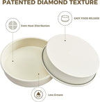 HONGBAKE 9 Inch Round Cake Pan Set of 2, Nonstick Ceramic Coating Cake Molds with Diamond Texture, Aluminized Steel Cake Pans Sets for Baking & Cheesecake, Heavy Duty & Non-Toxic (Cream, 2PCS)
