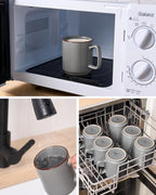 famiware Coffee Mugs Set of 6, Nebula 14oz Coffee Mugs, Ceramic Cup Set with Handle for Latte, Tea, Milk, Cappuccino, Cocoa, Dark Gray