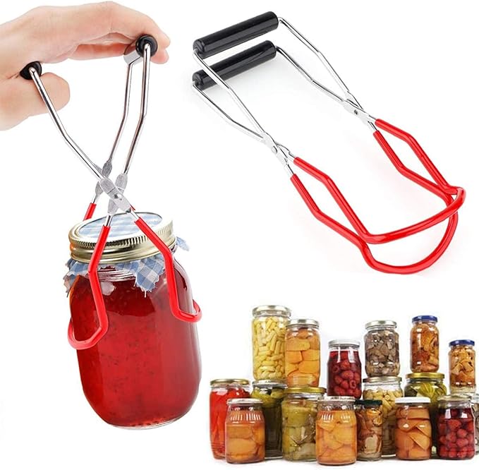 Oriflame Canning Jar Lifter Tongs, Stainless Steel Jar Lifter with Rubber Grips - for Slip Wide-Mouth Clip for Kitchen Restaurant