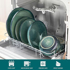 vancasso Starry Plates and Bowls Sets for 6, 24 Pieces Dinnerware Sets, Green Reactive Glaze Dishes Sets for Kitchen, Scratch Resistant Stoneware Dishes Set, Dishwasher and Microwave Safe