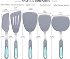 To encounter 5 Pieces Silicone Spatula Set, Non-Stick Silicone Turner Spatulas, Heat Resistance Cooking Utensils, Flip Turner for Fish, Egg, Pancake, Light Grey
