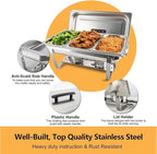 4 Pack Chafing Dish Buffet Set Stainless Steel 5 QT Round&8 QT Rectangular Chafers Food Warmers with Full,1/3 Rectangular&Round Food Pan,Fuel Holder,Foldable Frame For Catering Events