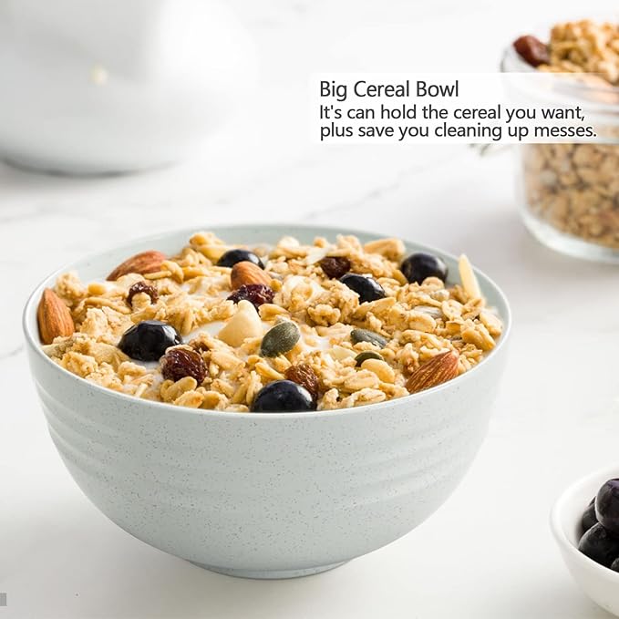 Homestockplus [Non Ceramic] 34 Oz Big Bowls， Soup Bowls BPA-Free Dishwasher & Microwave Safe Bowl Sets for Cereal, Salad, Soup, Ramen,Noodle,Oatmeal,Snack Apply to Kitchen, Freezer【Set of 6】