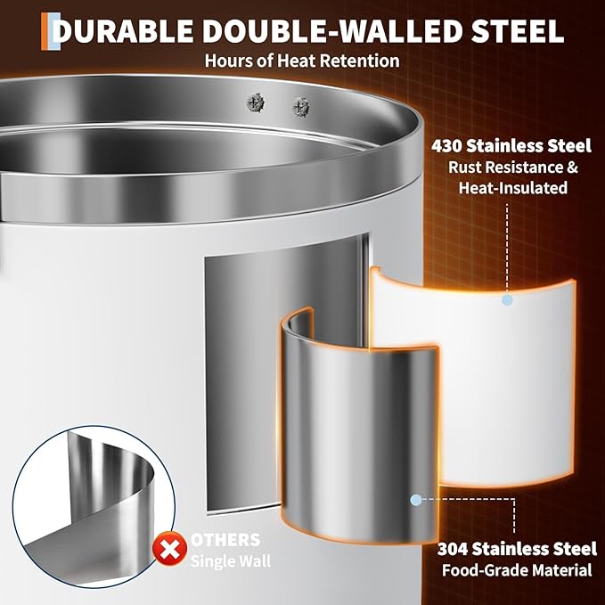 80 Cups Large Coffee Urn with Double Wall Insulation, 12L/3.2 Gallon Stainless Steel Commercial Electric Coffee Maker with Hot Drinks and Hot Water, for Weddings, Parties, Catering, and Buffets