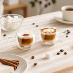 ecooe 4.4 Oz Cute Cat Double Wall Glasses Espresso Cups Set of 2, Demitasse Cups, Espresso Shots Coffee Cups Birthday Christmas Gifts for Women,Men, Mum, Kids, 130 ml (full capacity)