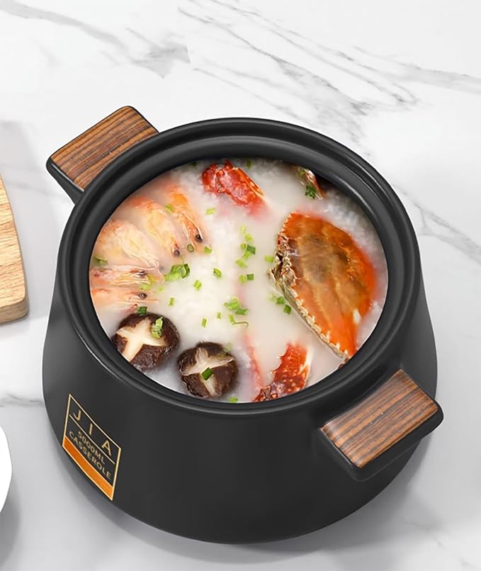 Ceramic Casserole with Lid, 5L, Black