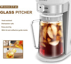 LITIFO Iced Tea Maker and Iced Coffee Maker Brewing System with 2.5-quart Pitcher, sliding strength selector for Taste Customization, Stainless Steel (White)