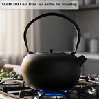 67.6oz Cast Iron Teapot for Stovetop Safe, Black Japanese Tetsubin, 2000ml Tea Kettle with Stainless Steel Infuser for Loose Leaf, Tea Pot Coated with Enameled Interior
