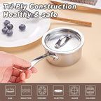 Mini Sauce Pan with Lid, Tri-Ply Stainless Steel Pot with Stay-Cool Handle & All Cooktop Compatibility (Gas, Ceramic, Electric) - Silver