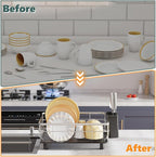 Stainless Steel Dish Drying Rack with Drainboard Dish Drainers for Kitchen Counter Extendable Spout Strainers with Utensil Holder and Knife Slots, Black