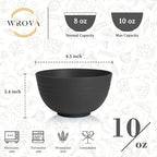Handy Wheat Straw Bowls Set of 6,Unbreakable Ice-Cream Bowls Sets for Kids,10oz Small Dessert Bowls for Kitchen,Camping and RV.Black Series