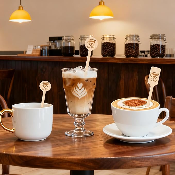 5.98inch Custom Drink Stirrers, Wooden Coffee Stirrers 50 Count Personalized Stir Sticks Wood Beverage Mixer with Smooth Ends, Swizzle Sticks for Wedding Cocktail (5.98inch)