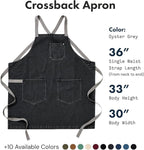 hedley & bennett Crossback Apron - Crossback Chef Apron with Pockets - 100% Cotton Denim, 8oz - Oyster Grey