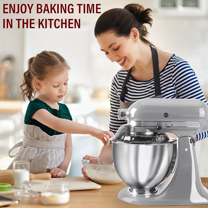 Pouring Shield for KitchenAid Tilt Head 4.5-5QT Stainless Steel (Only),Safety Pouring Shield,Splatter Guard for kitchenaid mixer bowl,Kitchen Aid Stand Mixers (Transparent Grey, for 4.5-5 QT)