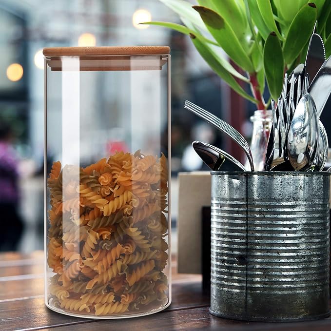 Glass Storage Jar,Coffee Bean & Kitchen Food Container (48.00, Round, 2, 2PACK 48 OZ)