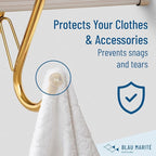 6-Pack Metal S Hooks for Hanging – Heavy-Duty S-Shaped Hook with Safety Buckle – Fits Bars up to 1.2 in – Anti-Drop S-Hooks for Closet, Wardrobes & Storage – Golden (Large)