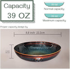 39 oz Ceramic Bowl Set, Salad Bowl, Pasta Bowl, Serving Bowl, Dinner Bowl, Deep/Wide Plate, Microwave, Oven and Dishwasher Safe, Modern Porcelain Dinnerware 8.8 Inch