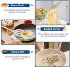 TeamFar Silicone Cooking Utensils, 7 PCS Heat Proof Kitchen Utensils Set, Kitchen Tools Spatula Turner Ladle Spoon Pasta Fork for Nonstick Cookware, Non-Toxic & Dishwasher Safe, Khaki