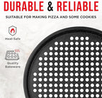 Non-Stick Pizza Pan 1 Pack, 13 Inch Round Carbon Steel Pizza Tray with Perforated Holes for Crispy Crust, PFOAPFOSPTFE Free, Dishwasher & Oven Safe Up To 450°F, Durable Nonstick Gray Marble Coating