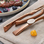 Lemeya Stainless Steel Rose Gold Steak Knives Set of 6,Forge Steak Knife,Serrated Steak Knives Set,6 Piece Heavy Steak Knives-10 inch,Mirror Polished,Dishwasher Safe