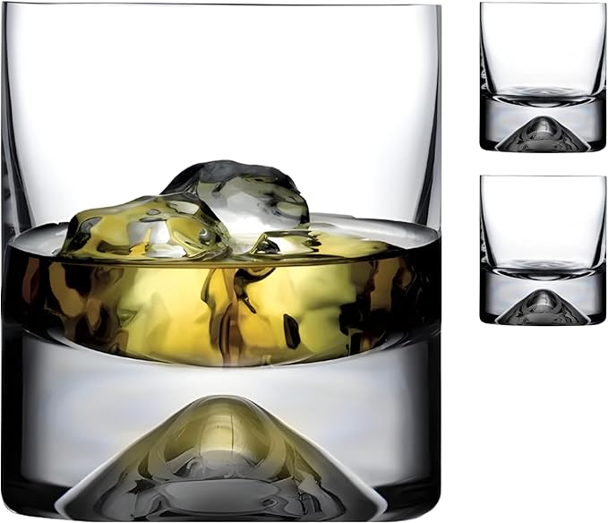 NUDE Whiskey Glasses Set of 2 – 11.75 oz Premium Lead-Free Crystal No.9 Old Fashioned Rocks Glasses for Whisky, Scotch & Bourbon – Heavy Base, Handmade Bar Tumblers Luxury Gift Set