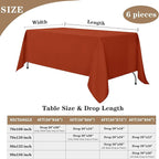 Fitable 8 Pack Rectangle Tablecloths: Stain Resistant Wrinkle Free Circle Table Clothes, Washable Reusable Polyester Table Covers for Wedding Party Birthday Banquet Reception(Rust, 70x108 Inch)