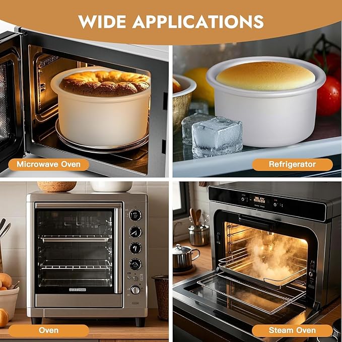 CURTA 7 Inch Round Cake Pan, 7x3 inch 2 Set Anodized Aluminum Round Baking Pan, Small Cake Pan Non-Toxic & Heavy Duty, Deep Side, Easy Clean & Dishwasher Safe