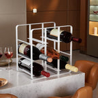 Buruis 9-Bottle Metal Wine Rack, Freestanding Holder Organizer for Red and White Wine, Kitchen Countertop, Pantry, No Assembly Required, White