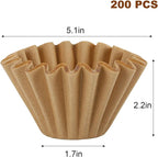 1-2 Cup Basket Coffee Filters, Natural Unbleached, Pack of 200