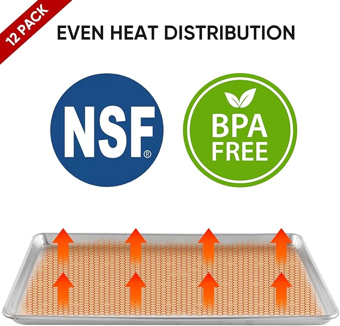 TENUP 12 Pack Aluminum Full Sheet Pan, 26" x 18" Heavy Duty Commercial Baking Tray Reinforced Rim, Warp-Resistant Rust-Free