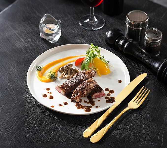 Gold Silverware Set for 8, 40-Piece Stainless Steel Flatware Set, Shiny Gold Metal Cutlery Set, Include Spoon, Fork and Knife Set, Dishwasher Safe