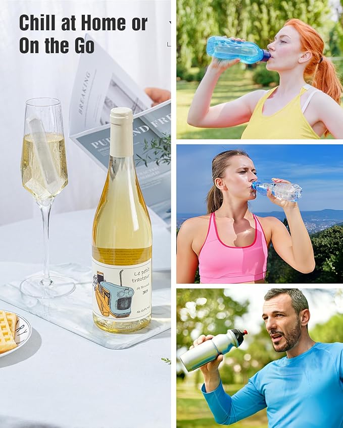 Water Bottle Ice Cube Trays for Freezer - Silicone Ice Stick Mold with Support Fame, Long Ice Cube Maker for Chilling Whiskey, Cocktails, Coffee - Reusable Easy-Release Narrow Ice Tray (Pack of 2)