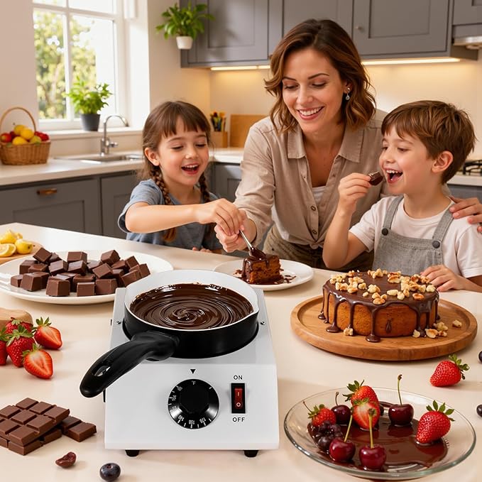 Dyna-Living Chocolate Melting Pot Chocolate Melter Pot 40W Chocolate Warmer for Melting Chocolate, Chocolate Tempering Machine for Home, Electric Chocolate Fountain Machine for Chocolate Melts