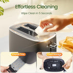 Toaster 2 Slice, Wide Slot for Toasting Bagel Muffin Waffle Gluten Free Breads, 7 Shade Settings, Defrost & Reheat, Stainless Steel, Easy Clean, Black