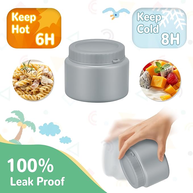 Kids Bento Lunch Box with 12oz Soup Thermo, Kids Leakproof Lunch Food Container with 4 Compartments, Insulated Lunch Bag & Water Cup for Girls Boys to School Travel