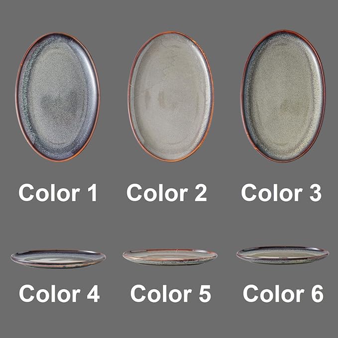 Ceramic Large Serving Platters- Set of 3 Oval Platters for Entertaining. Modern Kitchen Dishes for Dinner, Fruit, Salad, Turkey, etc. Oven, Dishwasher Safe, 15.75" / 13.75" /12",Caramel Brown