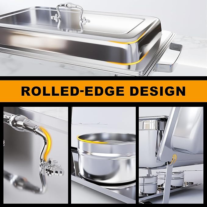 Chafing Dishes for Buffet 4 Pack, 9Qt Chafing Dish Buffet Set with Different Food Pans Combo, Food Warmers for Parties Buffet, Events & Weddings, Silver