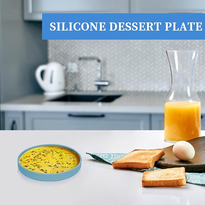 3pcs Silicone Dessert Plates, Reusable 6 Inch Appetizer Plates for Snacks, Sweets, Salads & More